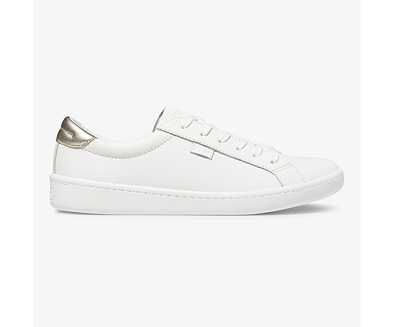 Keds Womens White Lace Up Shoes - Keds Ace Leather 283EQGUMX